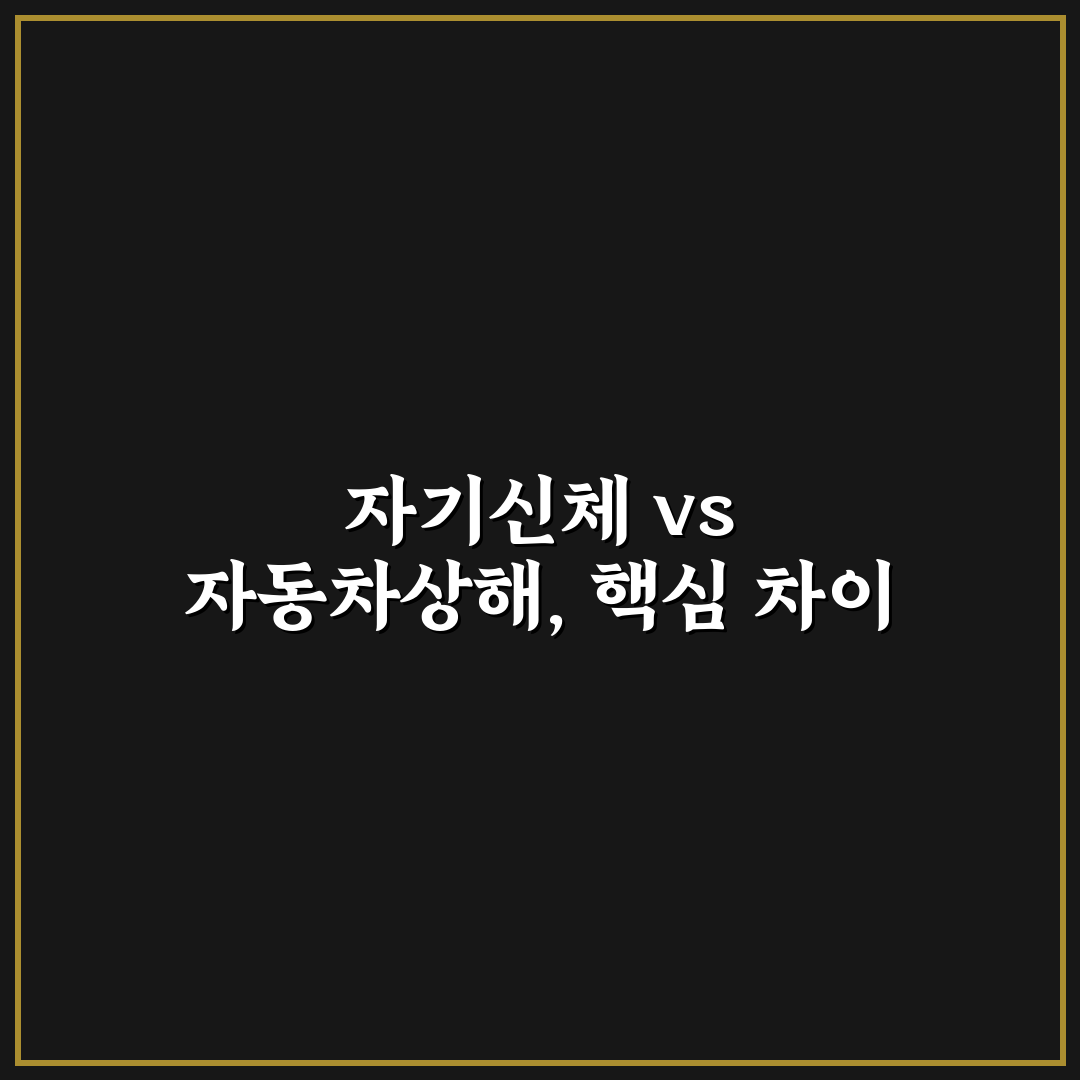 자기신체사고 자동차상해 차이 보장 항목 비교 총정리: 3가지 핵심 선택 기준