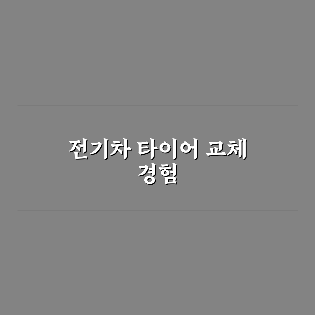 전기차 타이어 교체 비용이 비싼 이유와 관리 포인트에 대한 리얼후기