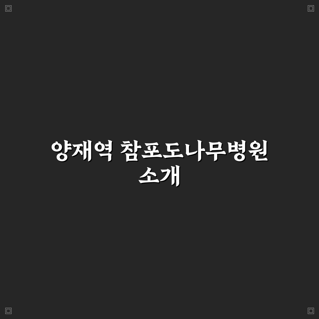 양재역 참포도나무병원 이용 꿀팁과 후기 정리