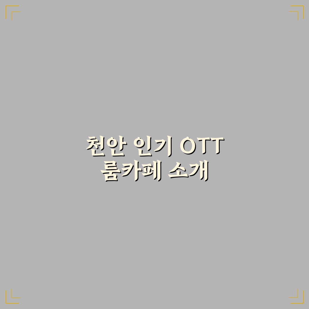 천안 ott 룸카페 이용 꿀팁과 인기 시설 정리