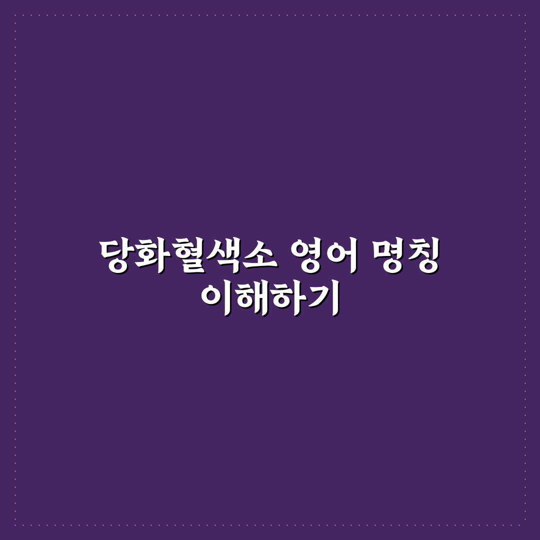 당화혈색소 영어 표기 5가지 기준과 사용법 분석